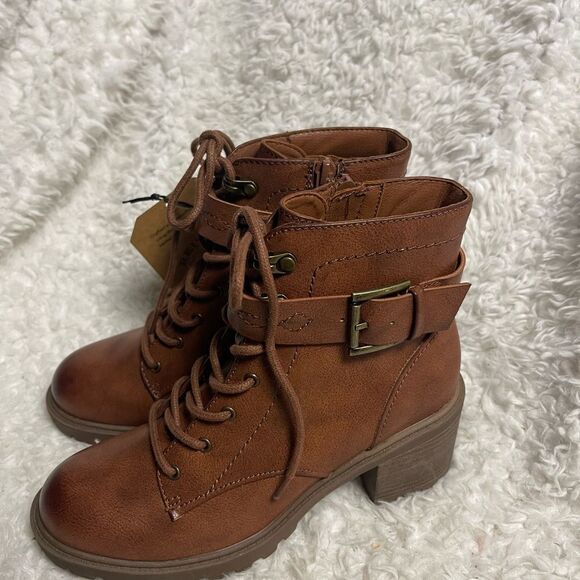 New Frye and Co. synthetic Brown lace Boots with side zipper SZ6.5M - Picture 4 of 11